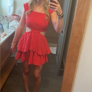 Tiered Red Dress with cut outs